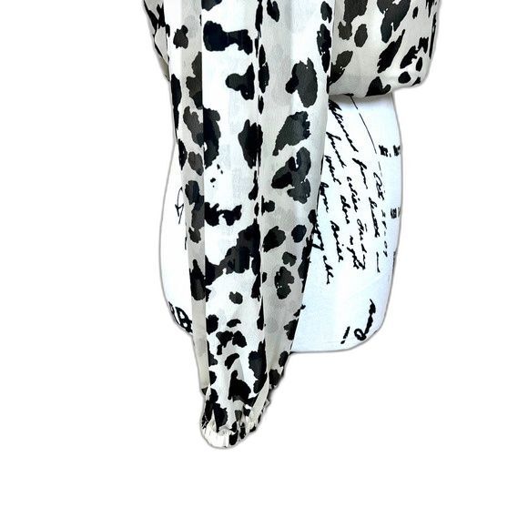 Japna black animal print top tan wrap deep neckline long sleeve blouse size XS - Picture 4 of 10